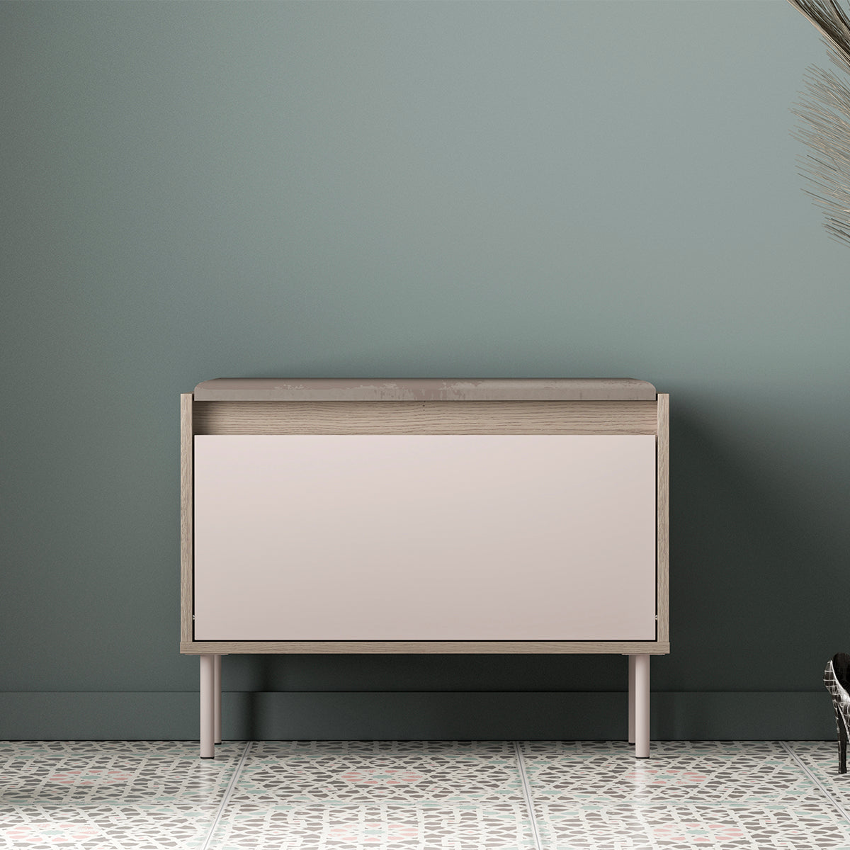 Banc meuble à chaussures 1 porte Alos Cachemire et Bois - vue 4