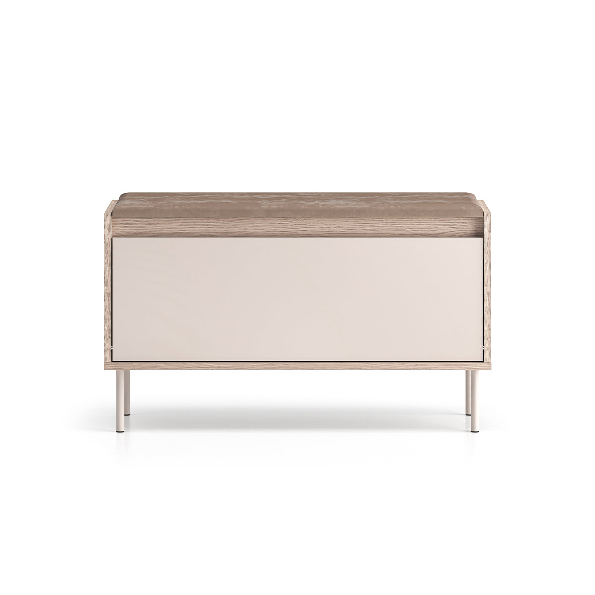 Banc meuble à chaussures long 1 porte Alos Cachemire et Bois - vue 2