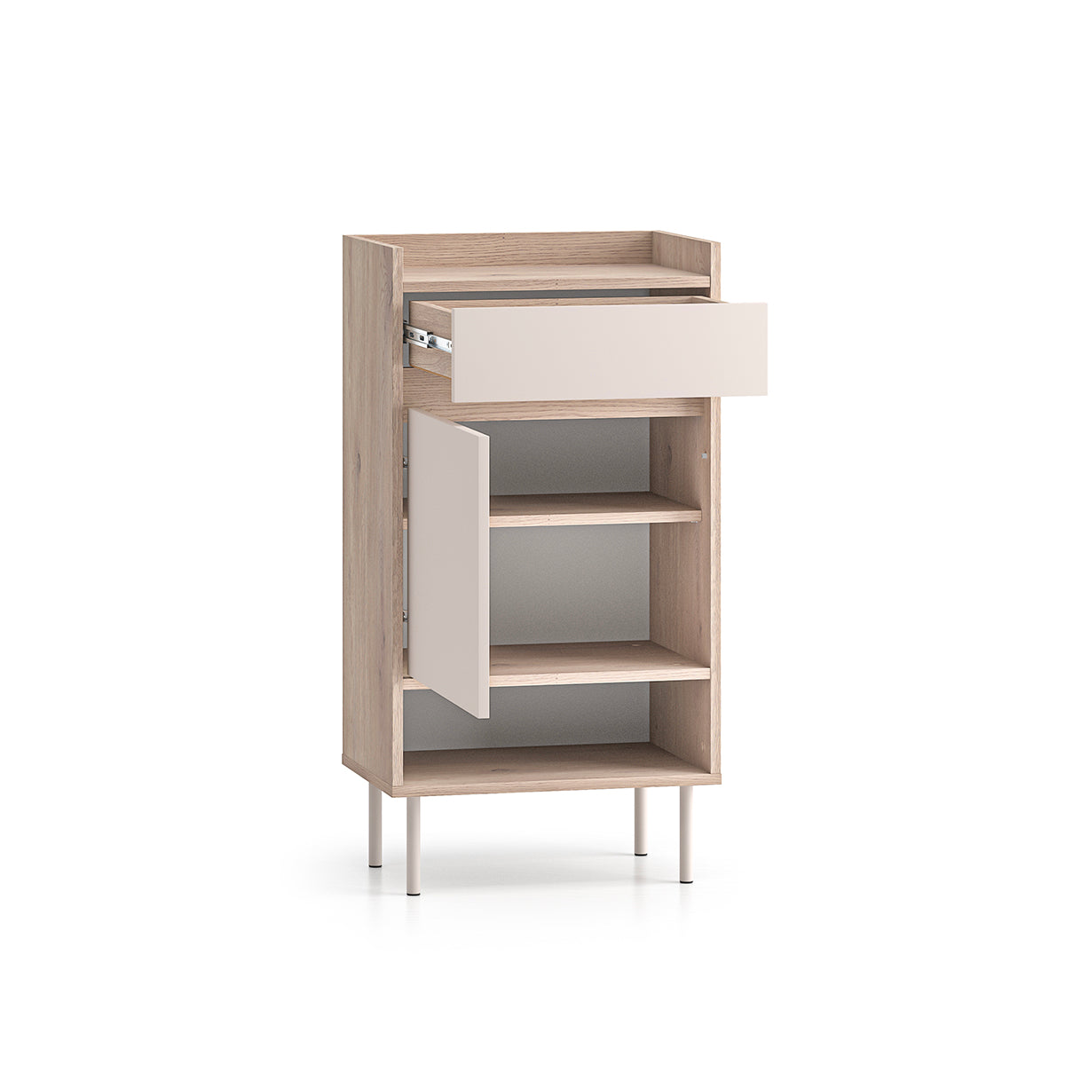 Meuble à chaussures 1 porte 1 tiroir Alos Cachemire et Bois - vue 3