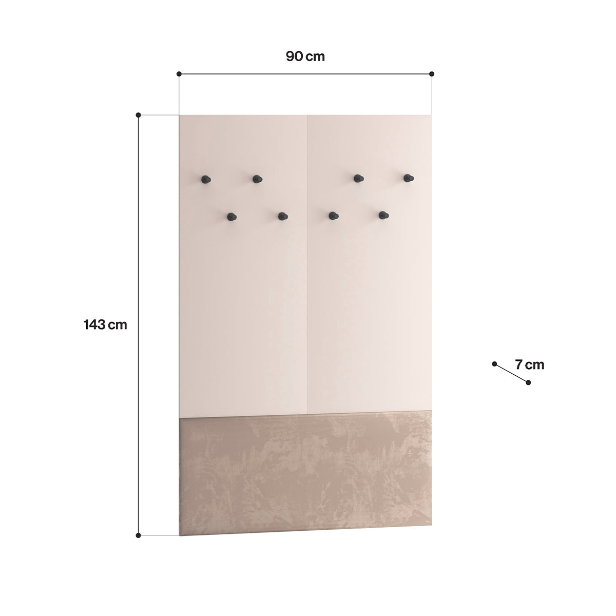 Porte-manteau mural 8 patères Alos Cachemire et Bois - vue 5