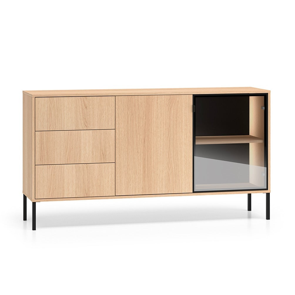 Buffet 2 portes 3 tiroirs Paige Bois et Noir