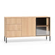 Buffet 2 portes 3 tiroirs LED inclus Paige Bois et Noir