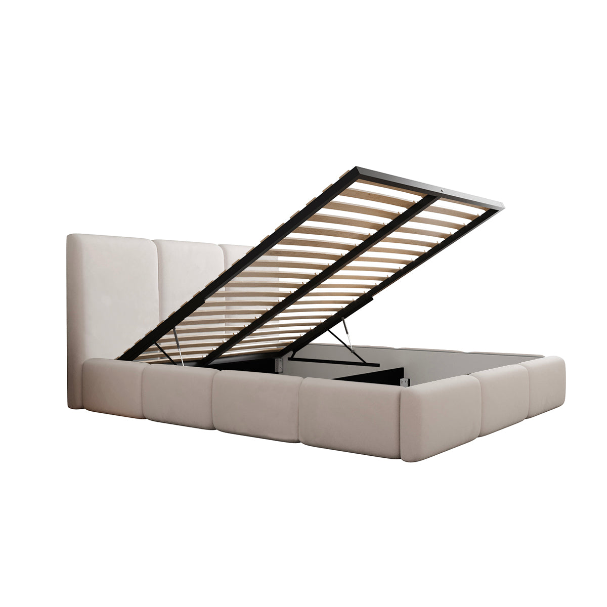 Lit coffre 160x200 sommier inclus Alto Blanc cassé