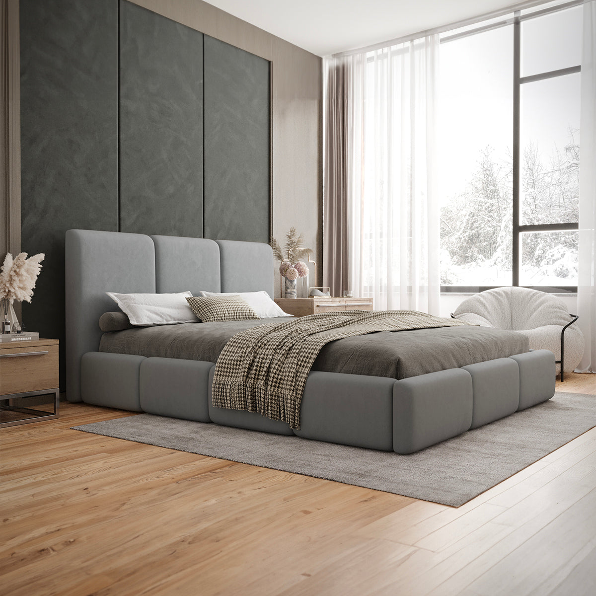 Lit coffre 160x200 sommier inclus Alto Gris - vue 4