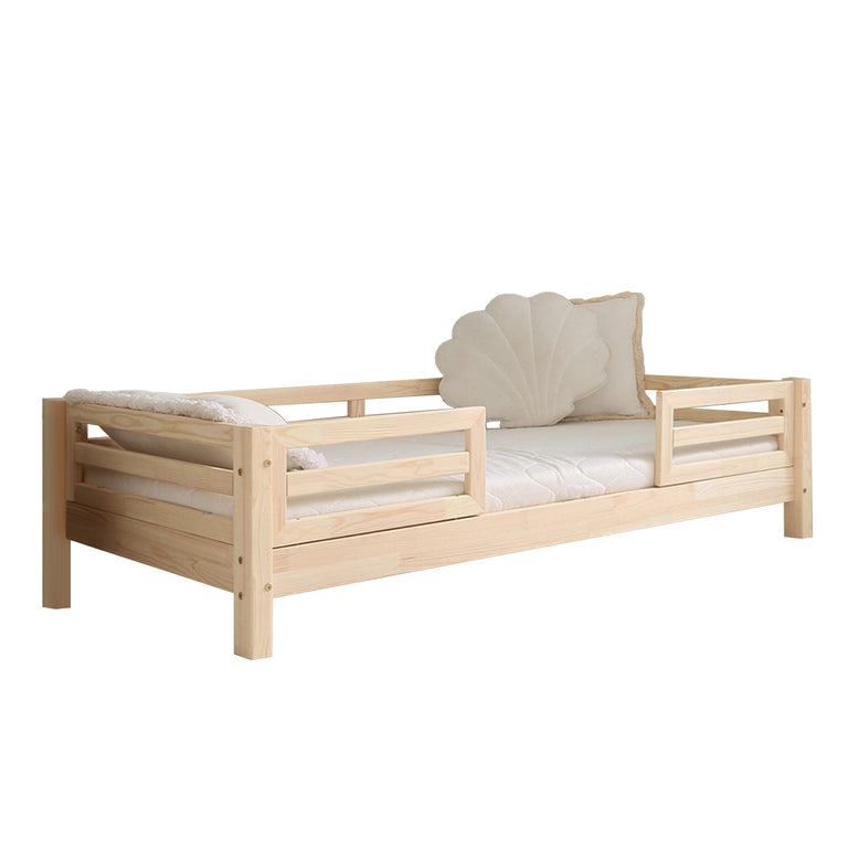 Lit 90x190 barrières et sommier inclus pieds 10 cm Myléna Bois - vue 2