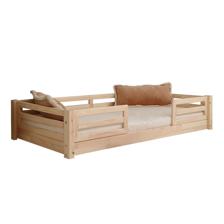 Lit 90x190 barrières et sommier inclus pieds 1 cm Myléna Bois - vue 2