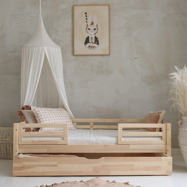 Lit 90x190 barrières sommier et tiroir inclus Myléna Bois - vue 6