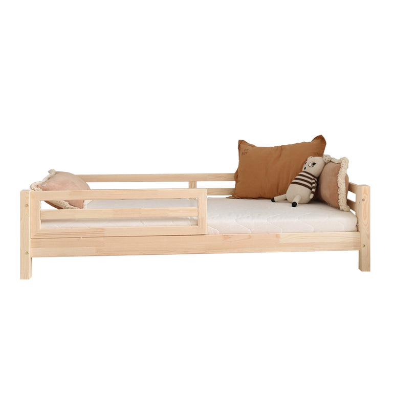 Lit 90x200 barrière et sommier inclus pieds 10 cm Myléna Bois - vue 2