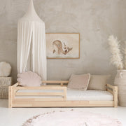 Lit 90x190 barrière et sommier inclus pieds 1 cm Myléna Bois