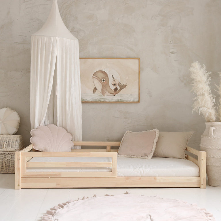 Lit 90x190 barrière et sommier inclus pieds 1 cm Myléna Bois