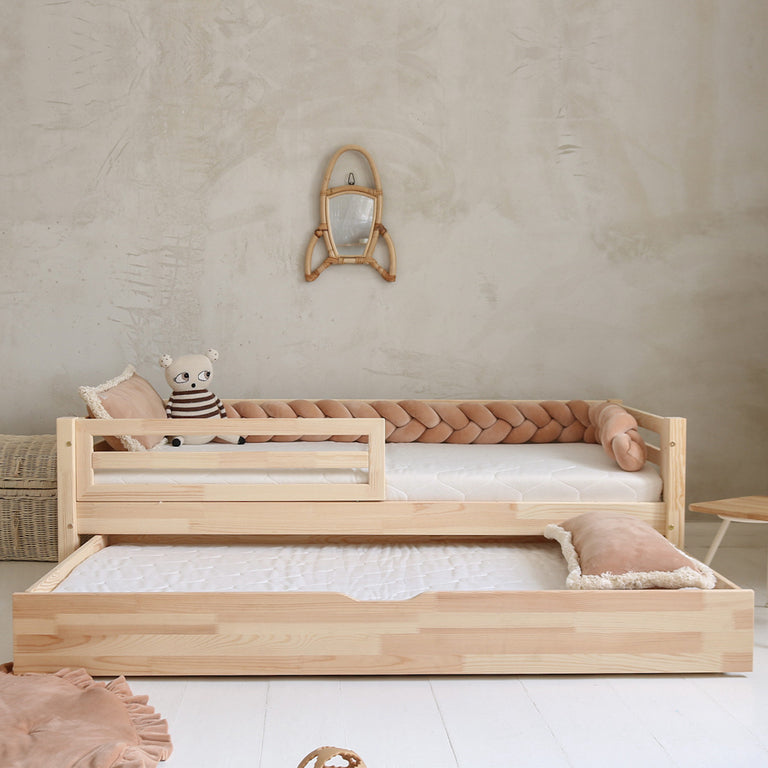 Lit 90x190 barrière sommier et tiroir inclus Myléna Bois - vue 3