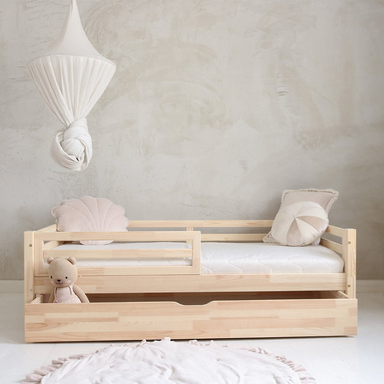 Lit 90x190 barrière sommier et tiroir inclus Myléna Bois - vue 4