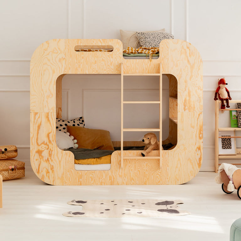 Lit superposé 70x140 échelle à droite sommier inclus Nadège Bois - vue 3