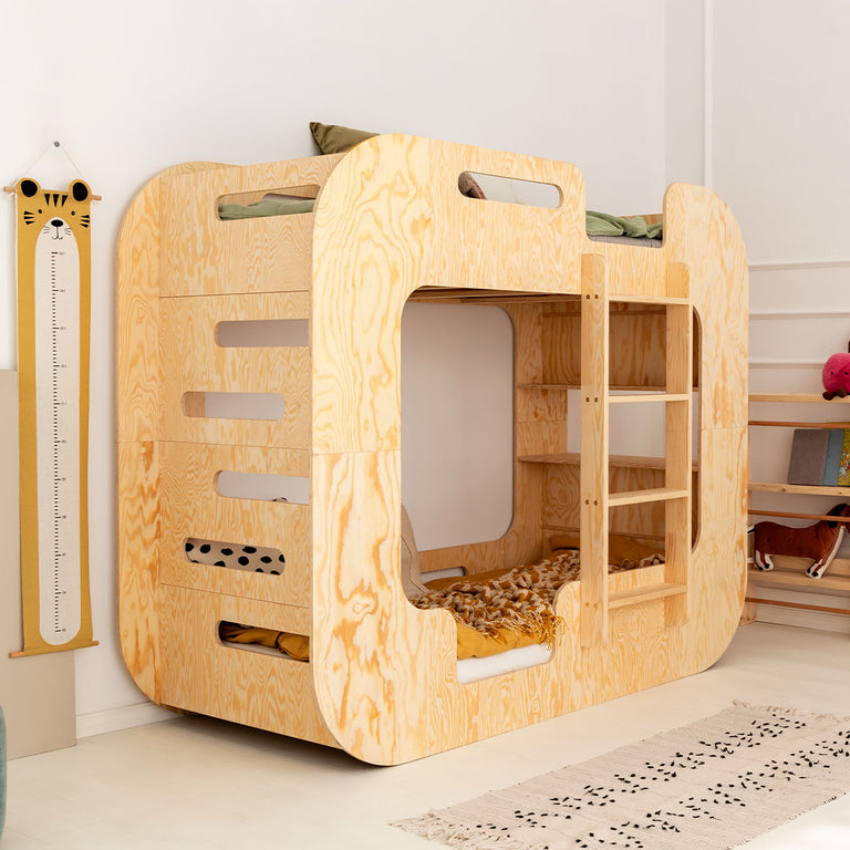 Lit superposé 70x140 échelle à droite sommier inclus Nadège Bois - vue 4