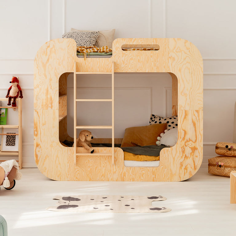 Lit superposé 70x140 échelle à gauche sommier inclus Nadège Bois - vue 3