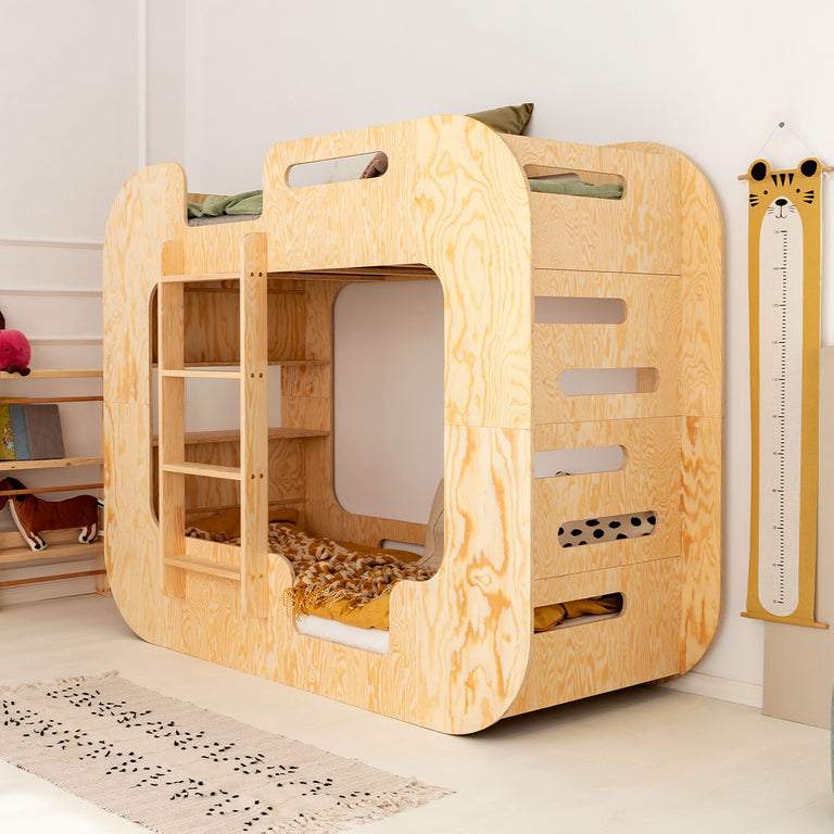 Lit superposé 70x140 échelle à gauche sommier inclus Nadège Bois - vue 4