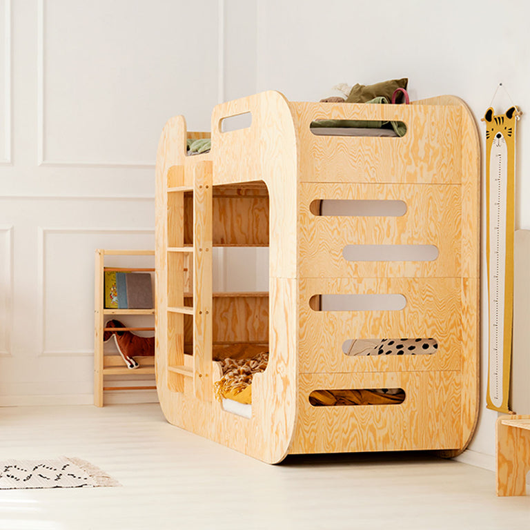 Lit superposé 90x190 échelle à gauche sommier inclus Nadège Bois - vue 6