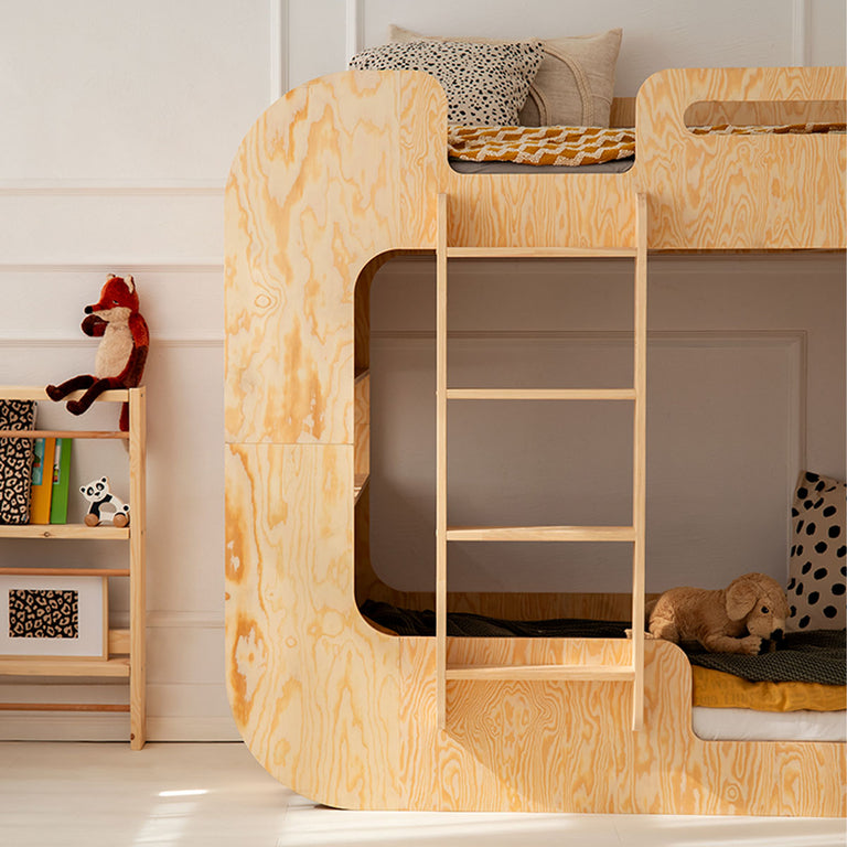 Lit superposé 90x190 échelle à gauche sommier inclus Nadège Bois - vue 7