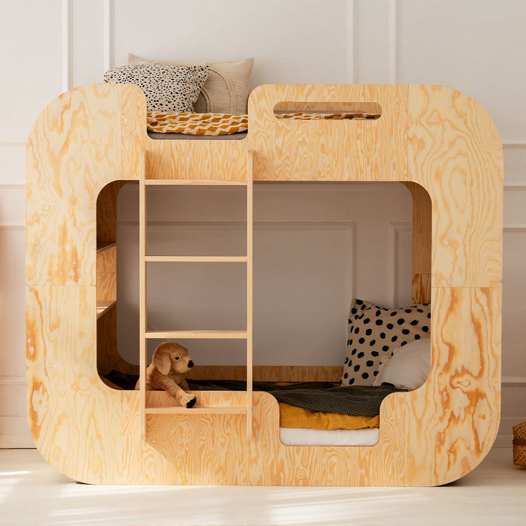Lit superposé 70x140 échelle à gauche sommier inclus Nadège Bois