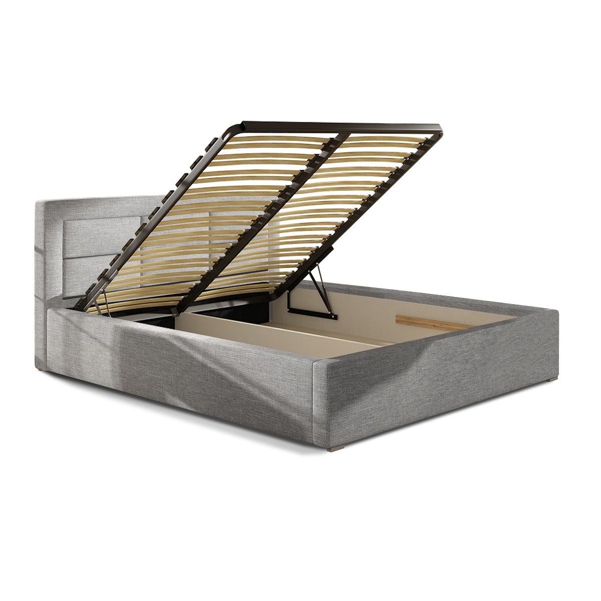 Lit coffre 180x200 sommier inclus Nael Gris - vue 2