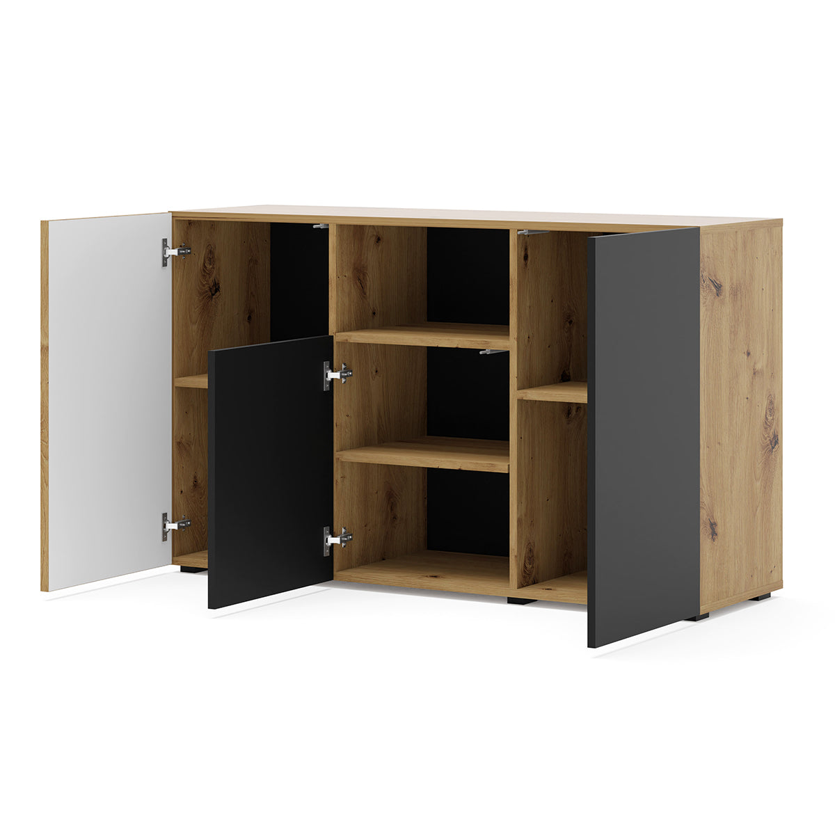 Buffet 3 portes Nera Bois et Noir - vue 2
