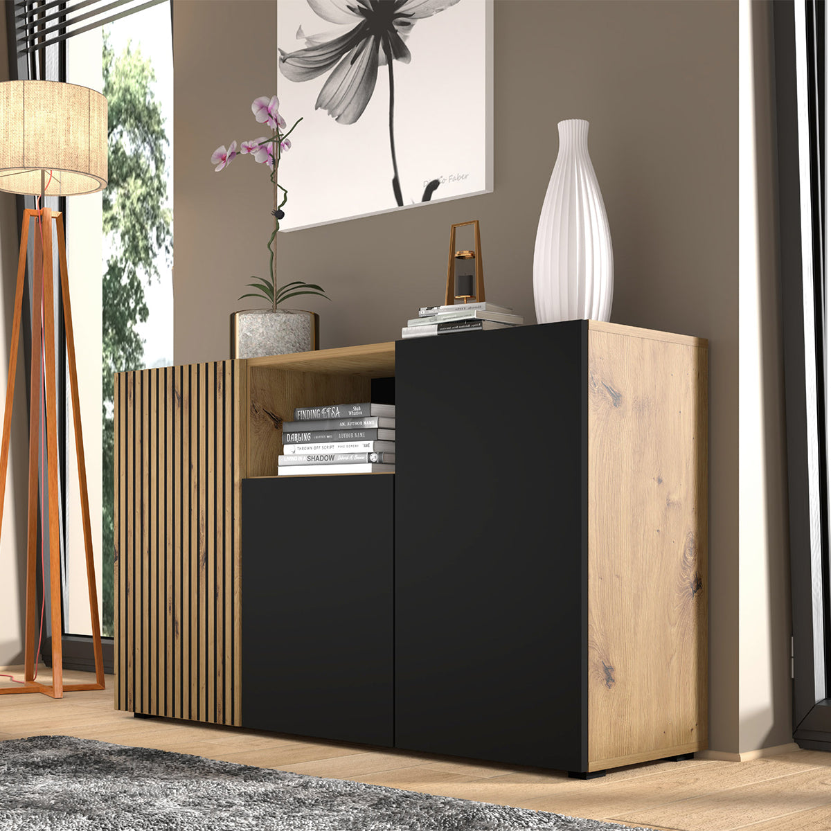 Buffet 3 portes Nera Bois et Noir - vue 3
