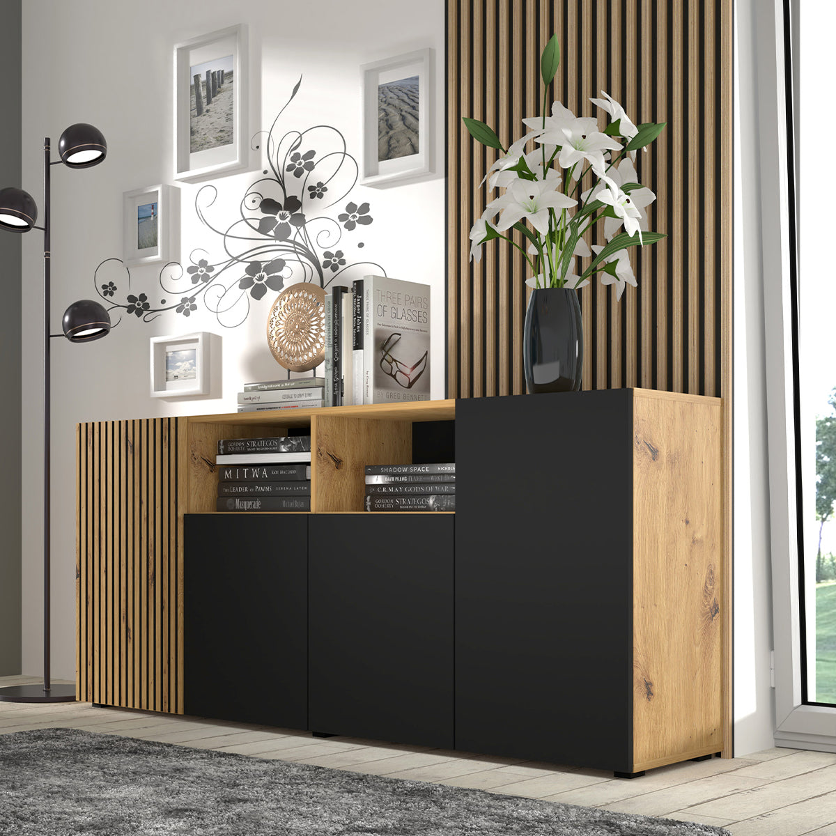 Buffet 4 portes Nera Bois et Noir - vue 3