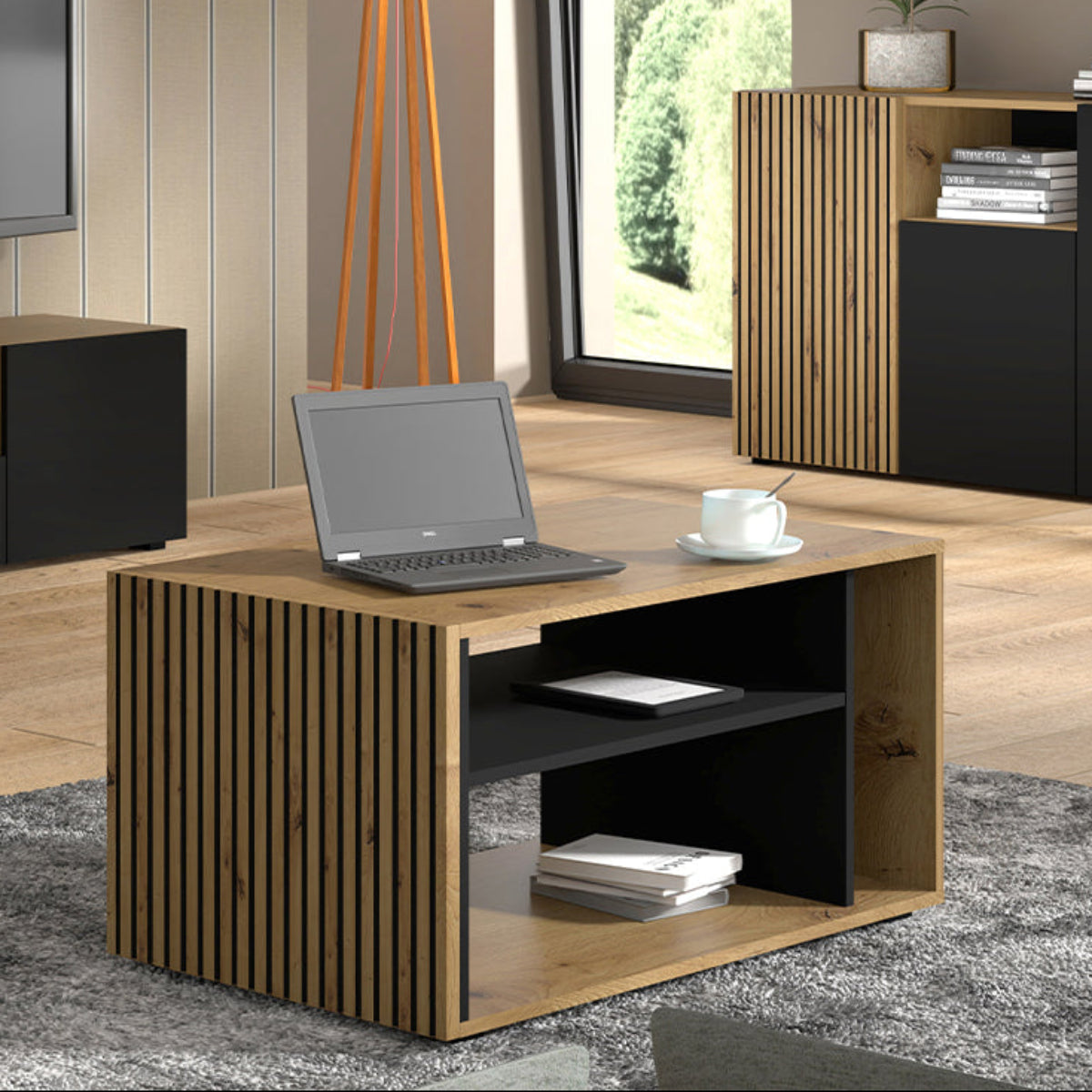 Table basse 88 cm Nera Bois et Noir