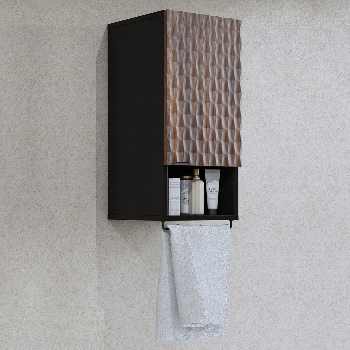 Armoire murale 1 porte Nevia Bois et Noir - vue 4