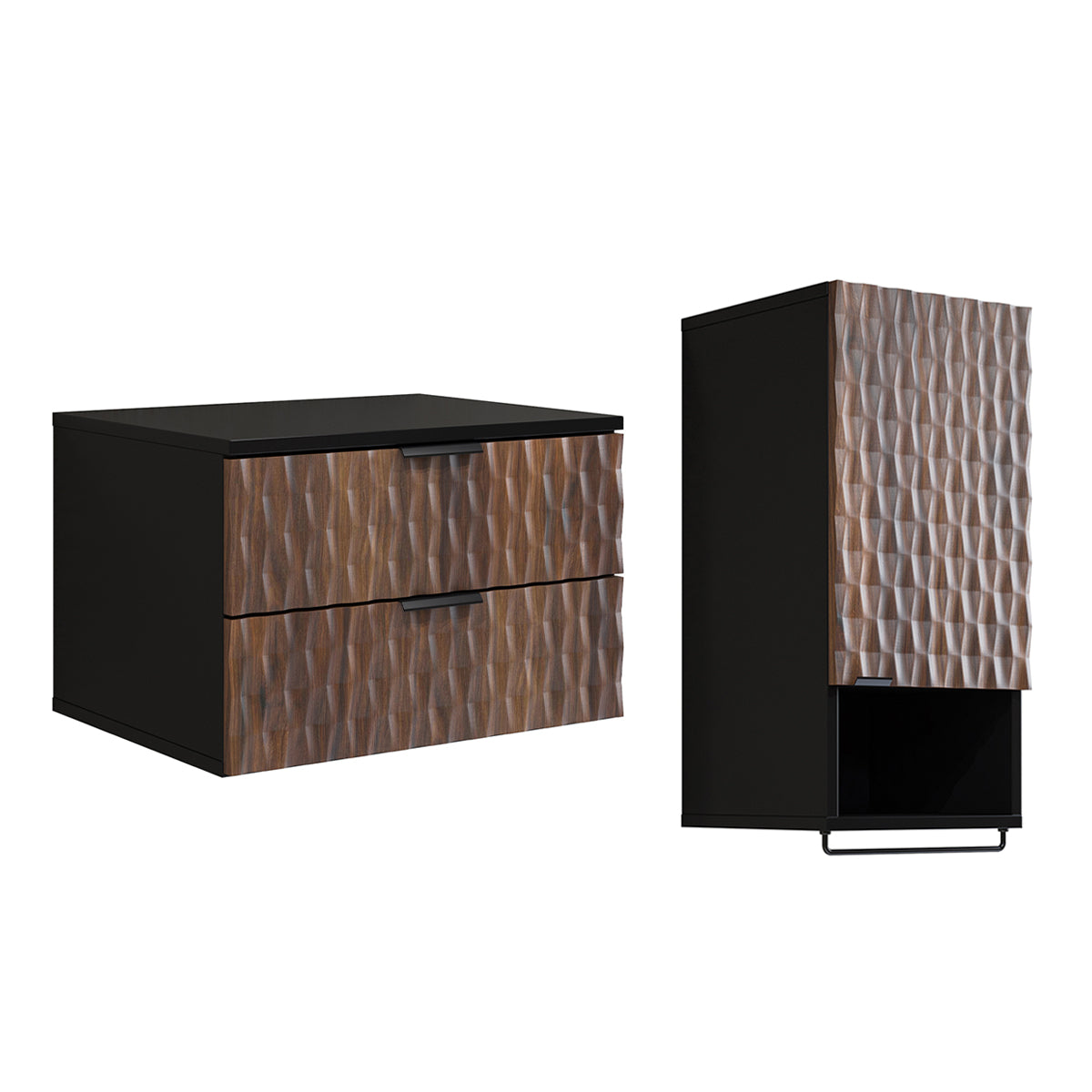 Ensemble meuble sous-vasque 60cm et armoire Nevia Bois et Noir - vue 2