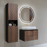 Ensemble meuble sous-vasque 60cm et colonne Nevia Bois et Noir