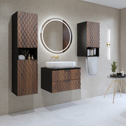 Ensemble meuble sous-vasque 60cm colonne et armoire Nevia Bois et Noir