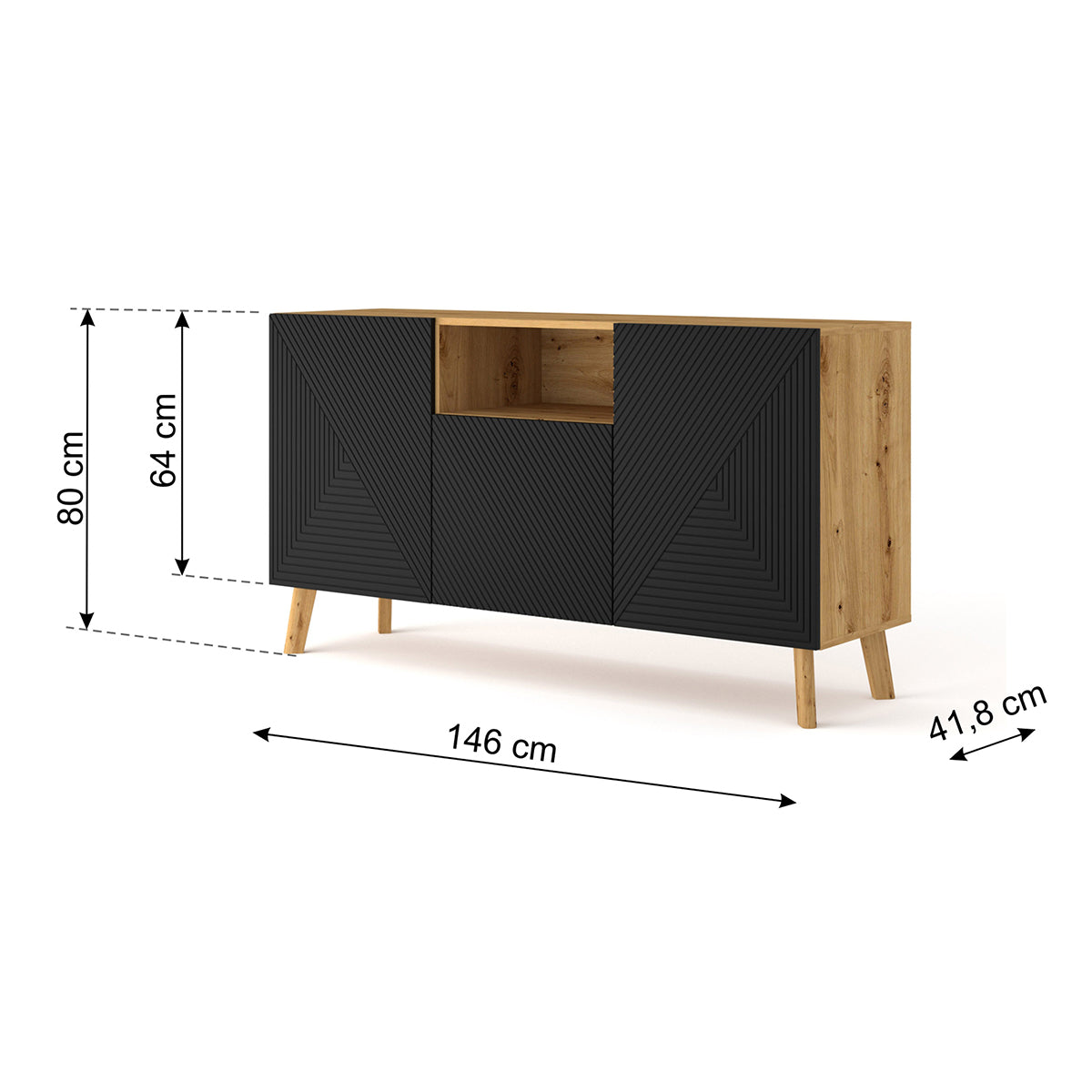 Buffet 3 portes Nexa Bois et Noir - vue 5