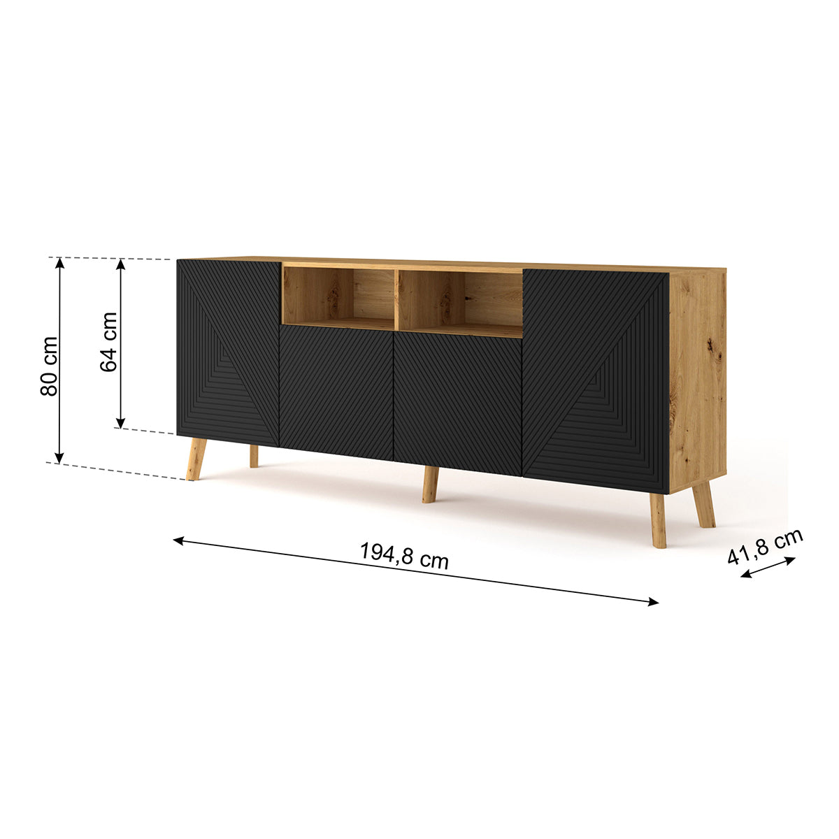 Buffet 4 portes Nexa Bois et Noir - vue 5