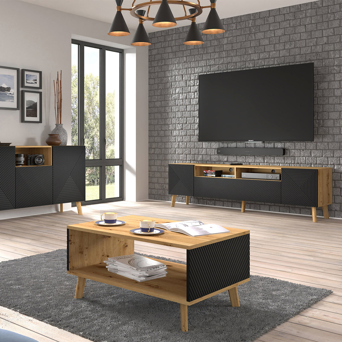 Table basse 90 cm Nexa Bois et Noir - vue 3