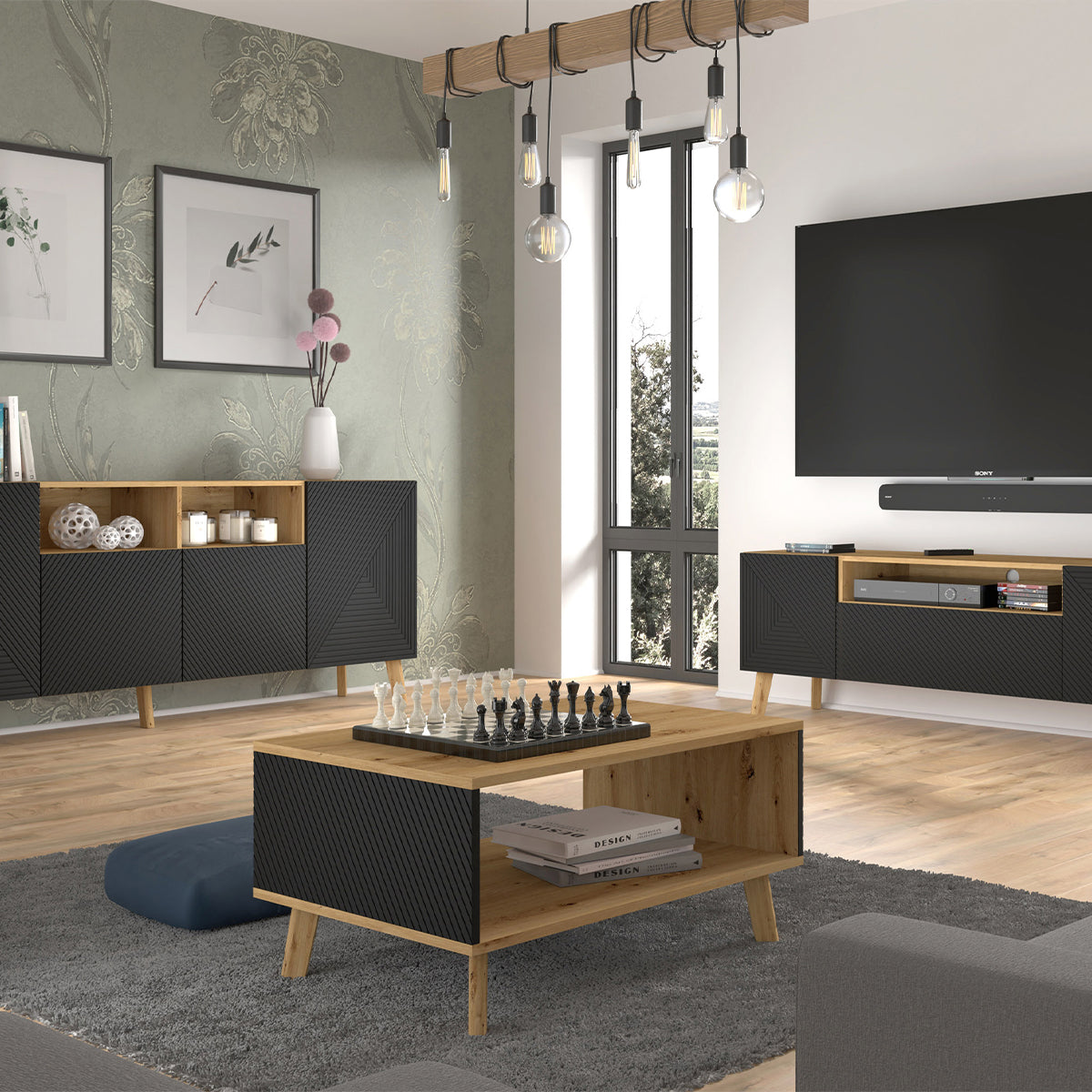 Table basse 90 cm Nexa Bois et Noir - vue 4