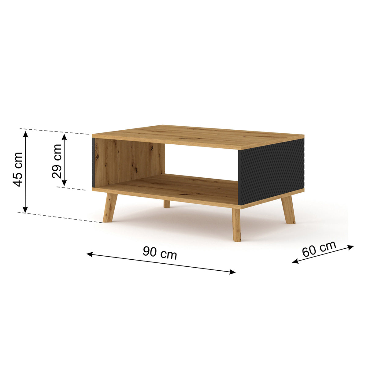 Table basse 90 cm Nexa Bois et Noir - vue 5