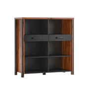 Petite bibliothèque 2 tiroirs Noam Gris et Bois