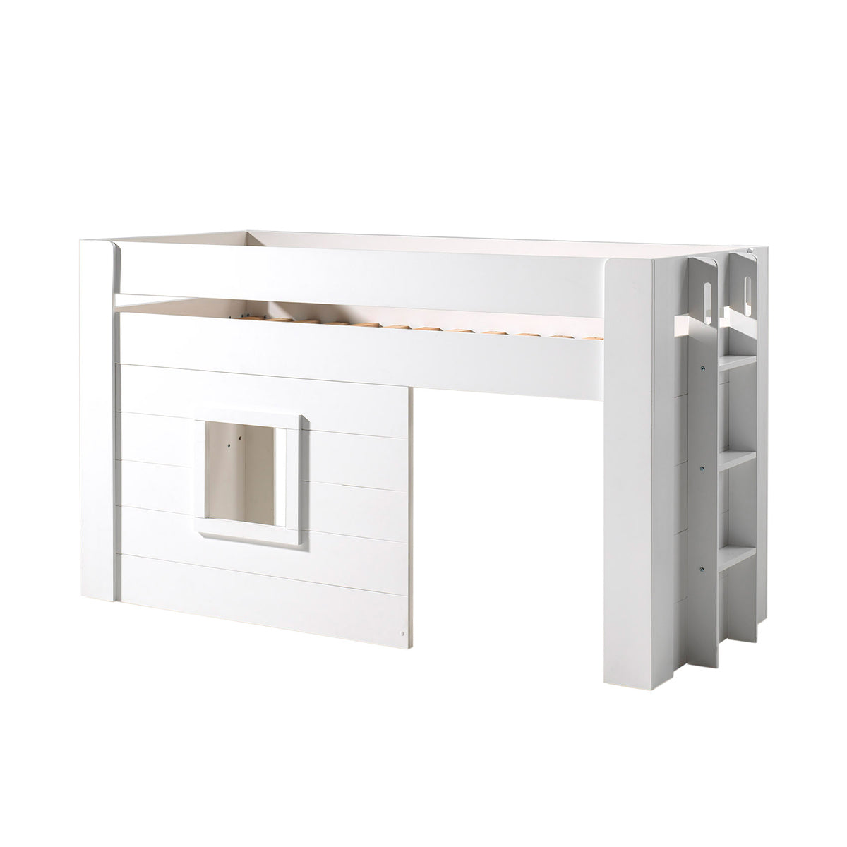 Lit Cabane 90x200 Sommier Inclus Vipack Noah - Blanc - vue 3