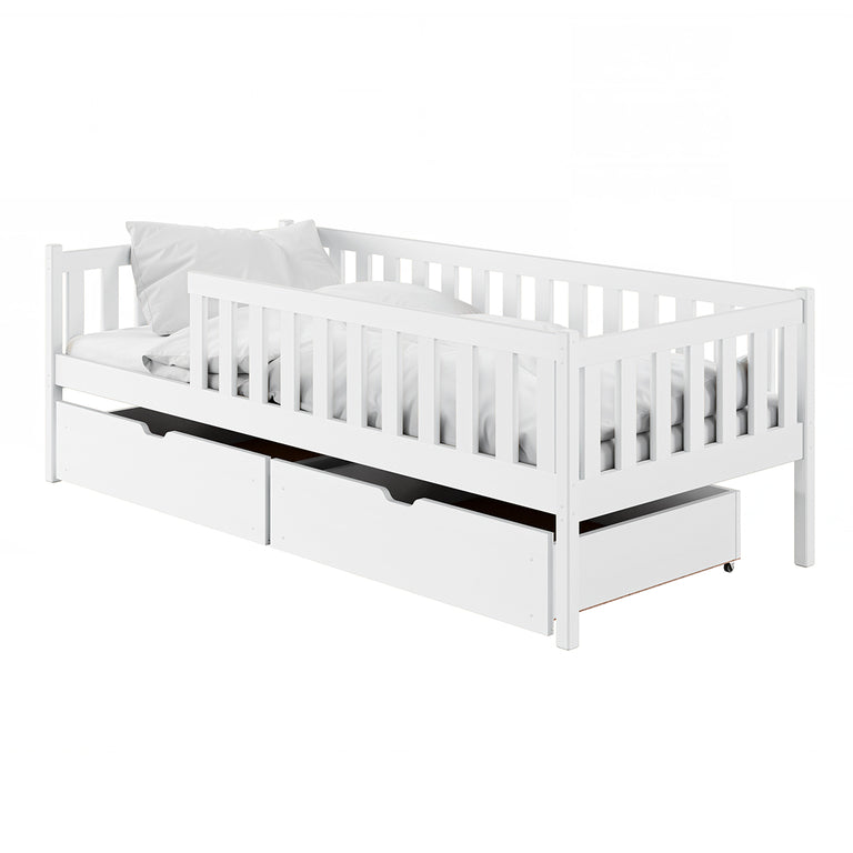 Lit 90x190 sommier et tiroirs inclus Antoine Blanc - vue 2