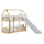Lit cabane superposé 90x200 au sol toboggan et sommier inclus Aurélien Bois et Blanc