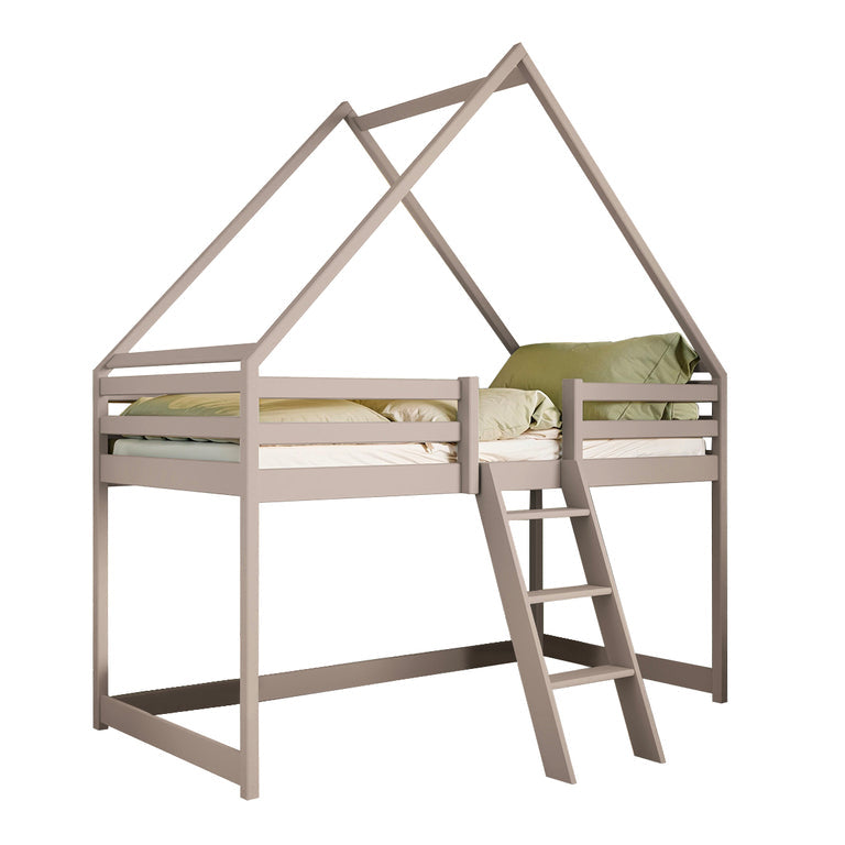 Lit cabane mi-hauteur 90x200 sommier inclus Coraline Cachemire - vue 2