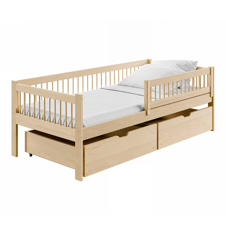 Lit 90x200 sommier et tiroirs inclus Edouard Bois - vue 2