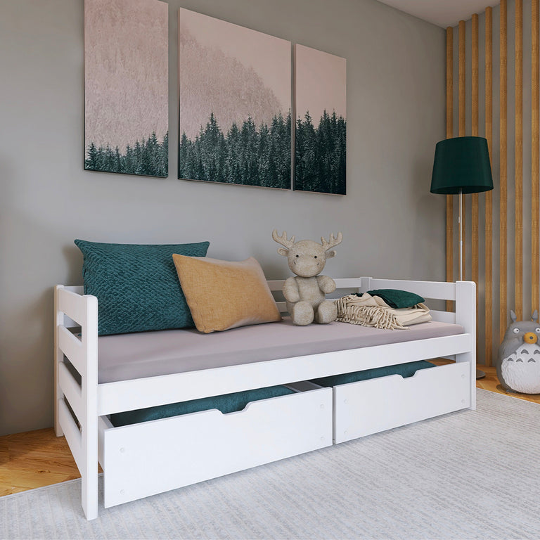 Lit 90x200 sommier et tiroirs inclus Erwan Blanc