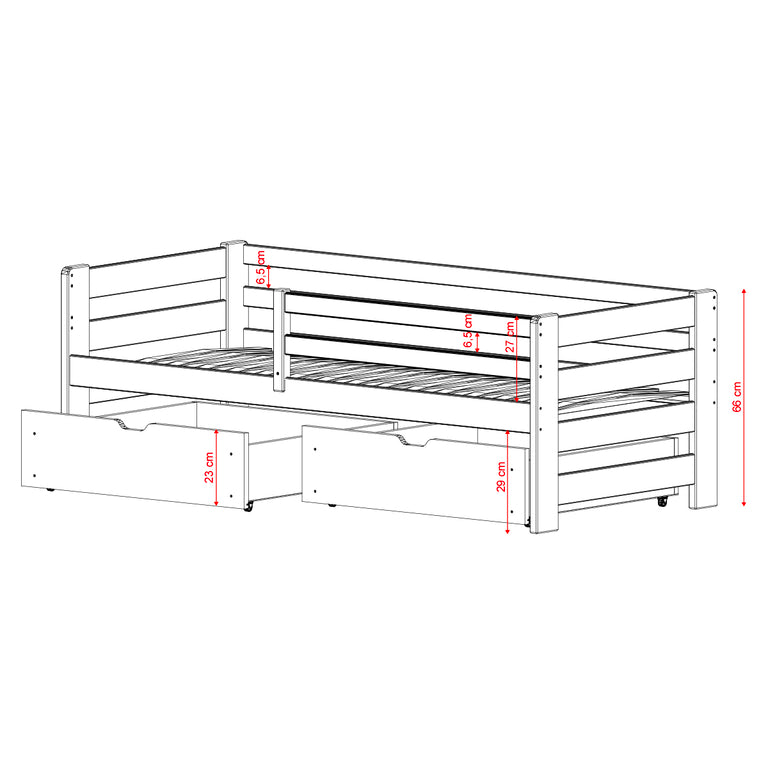 Lit 90x200 sommier et tiroirs inclus Erwan Bois - vue 3