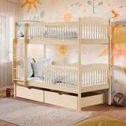 Lit superposé 90x200 sommiers et tiroirs inclus Ioana Bois