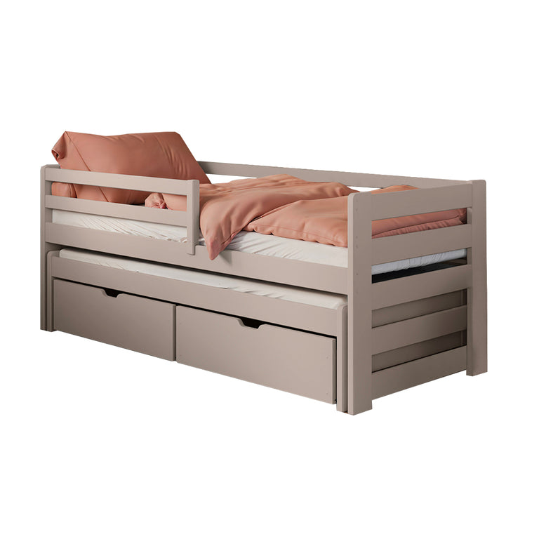 Lit 90x200 sommier lit gigogne et tiroirs inclus Jordan Cachemire - vue 2