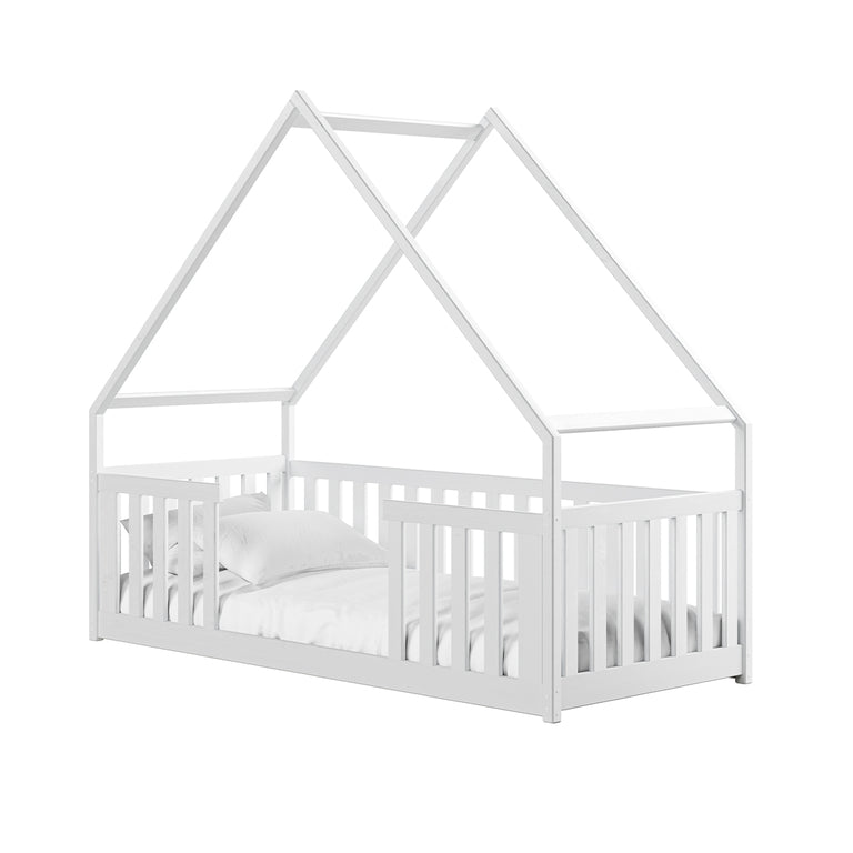 Lit cabane 90x190 au sol sommier inclus Joy Blanc - vue 2