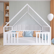 Lit cabane 90x190 au sol sommier inclus Joy Blanc