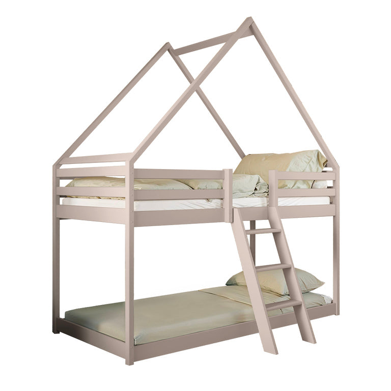 Lit cabane superposé 90x200 sommier inclus Laura Cachemire - vue 2